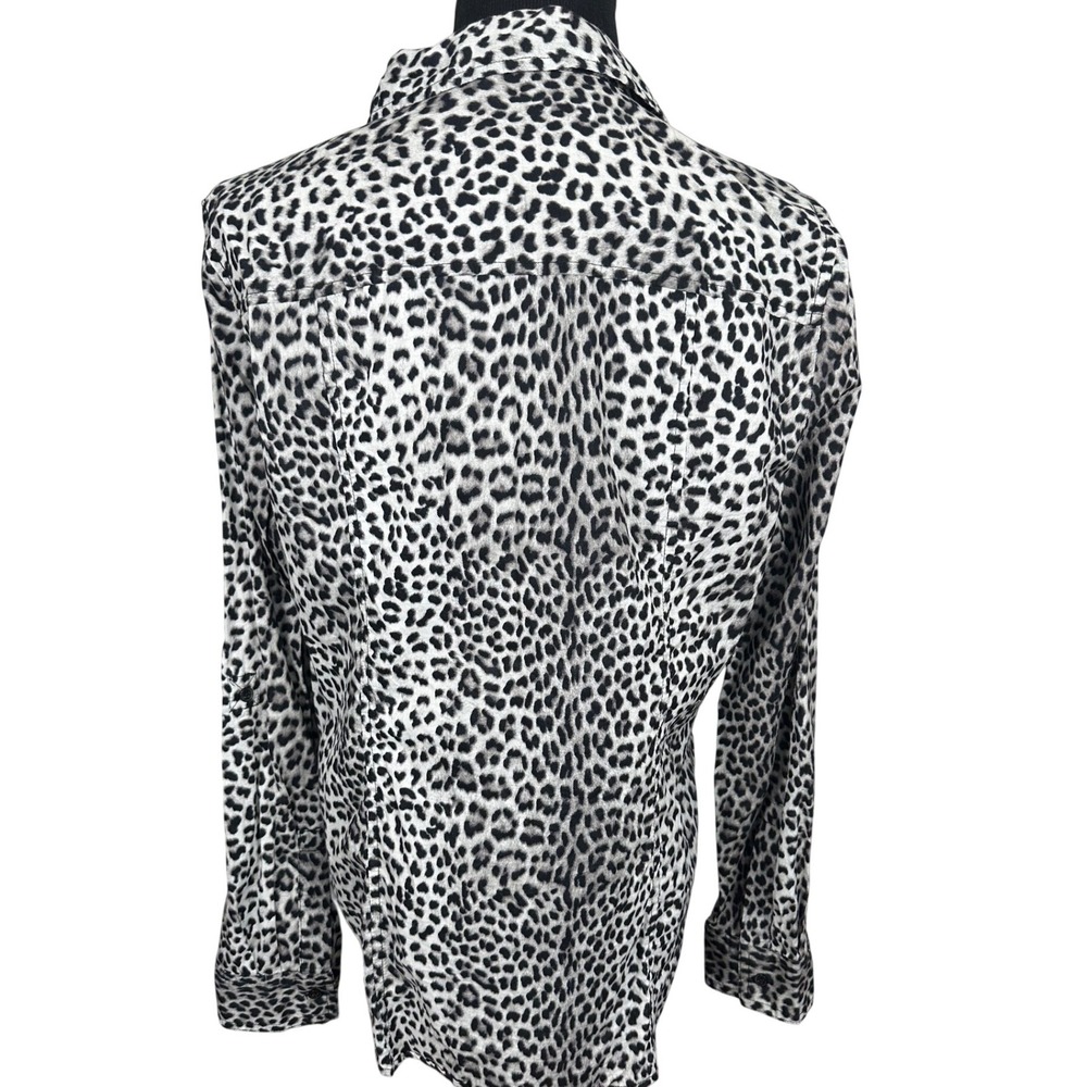 Michael‎ Kors Leopard Print Button Shirt L Tailored Safari Blouse Animal Print - Picture 3 of 7